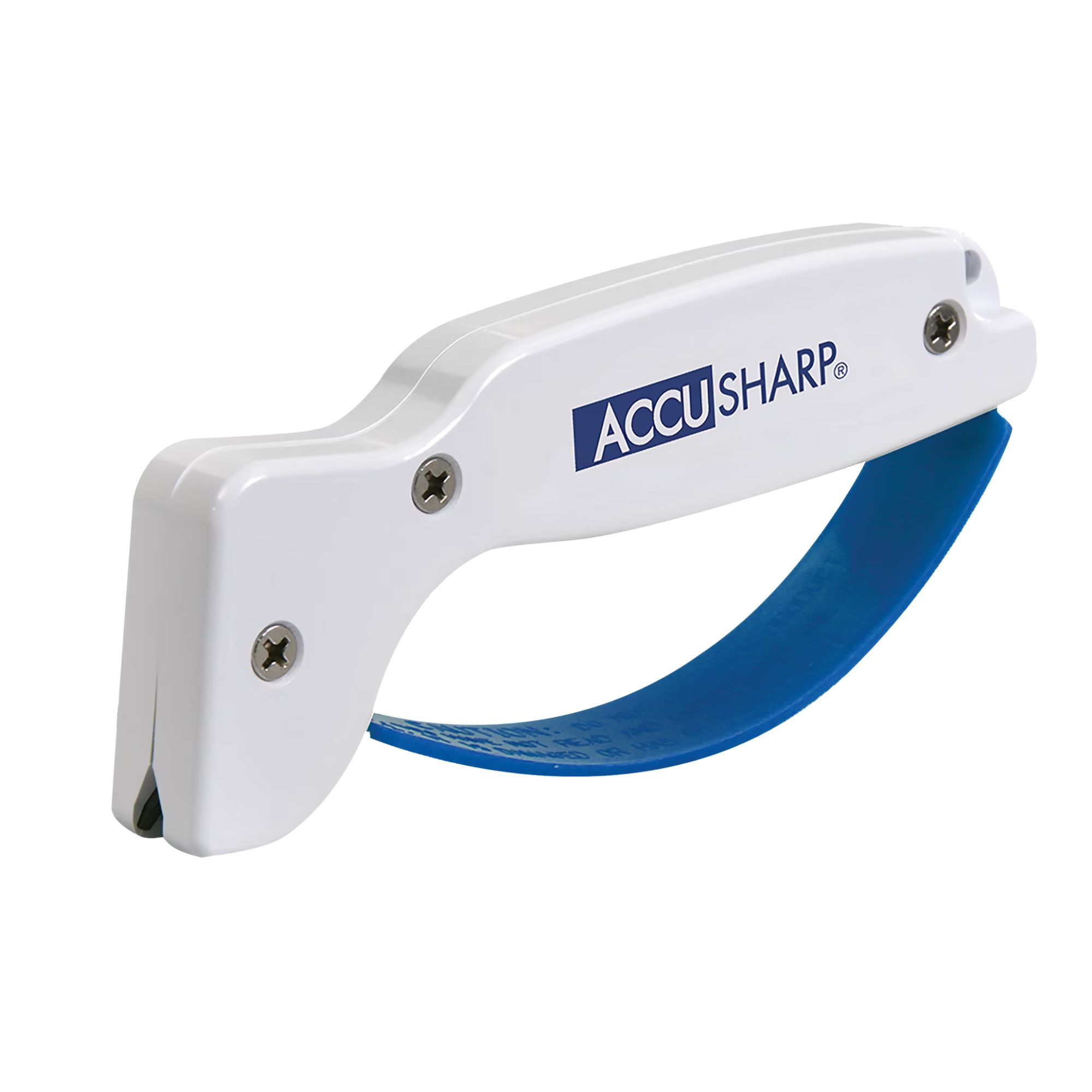 Blue and white knife sharpener