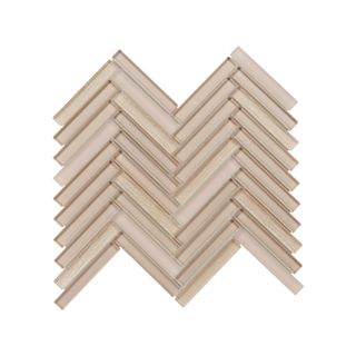 Herringbone design mosaic tiles in warm neutrals