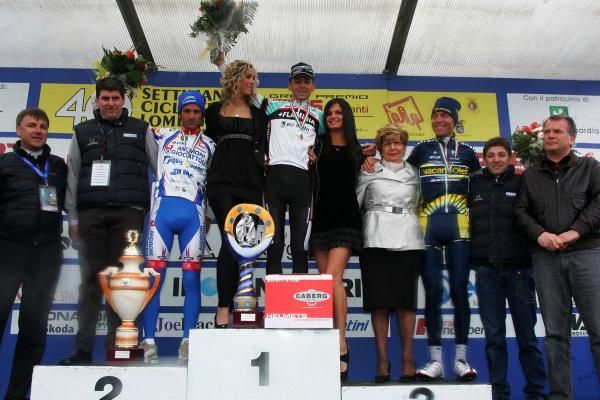 Podium (L-R): Michele Scarponi (Androni Giocattoli), Riccardo Ricco' (Ceramica Flaminia) and Matteo Carrara (Vacansoleil Pro Cycling Team)