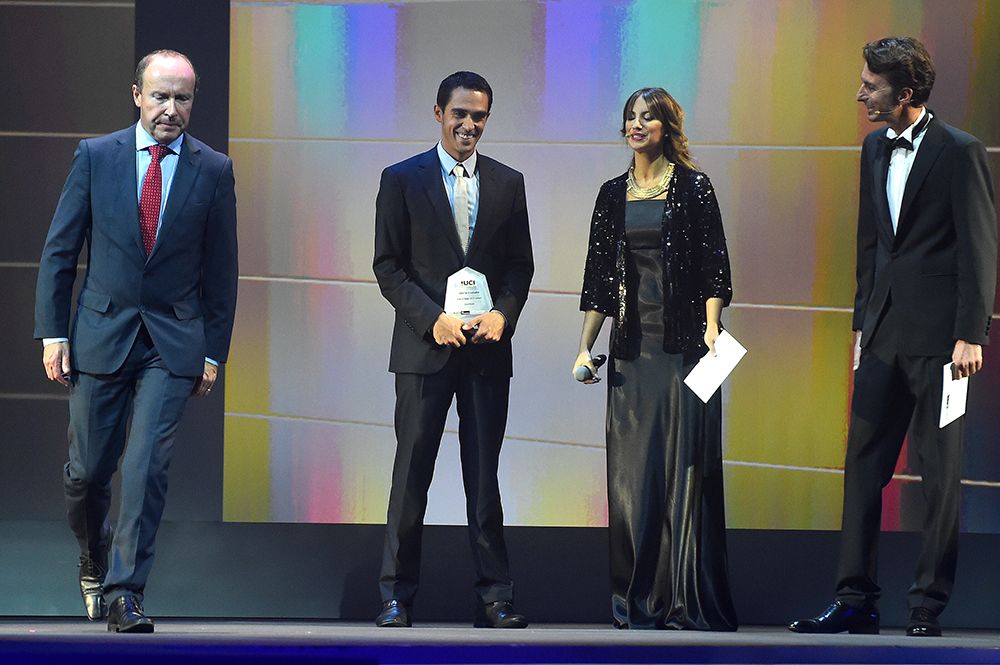 Alberto Contador with MC Laura Meseguer