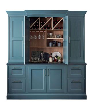 Somerton cupboard in Baltic Green and Brushed Brass, Kitchen Makers