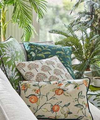 cushions with orange pattern