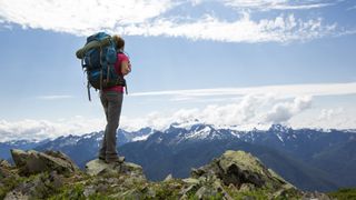 A woman backpacking in Olympic National Park