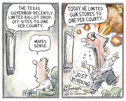 Editorial Cartoon U.S. Texas voting guns | The Week