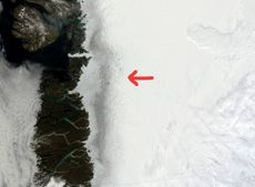 Satellite images reveal the dark zone of the Greenland ice sheet, which is leading to a positive feedback effect where melt begets melt.
