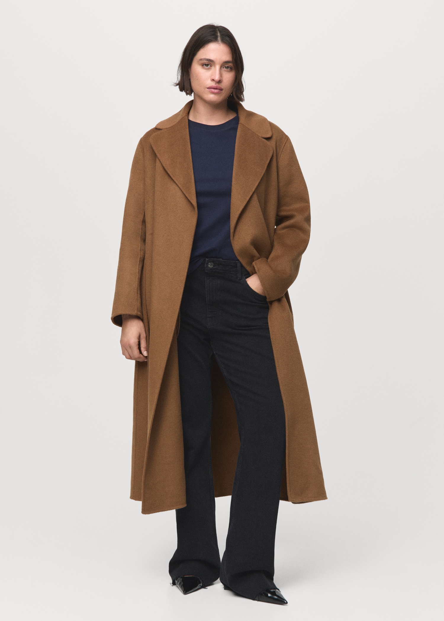 Wool Coat With Handmade Belt - Women | Mango United Kingdom
