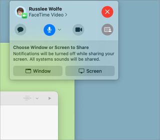 Sharing screen with FaceTime on Mac