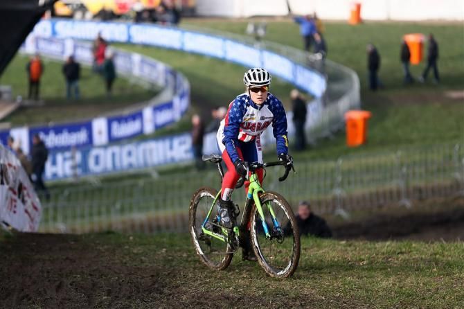 Elle Anderson (USA) checks out the 'cross Worlds course in Hoogerheide