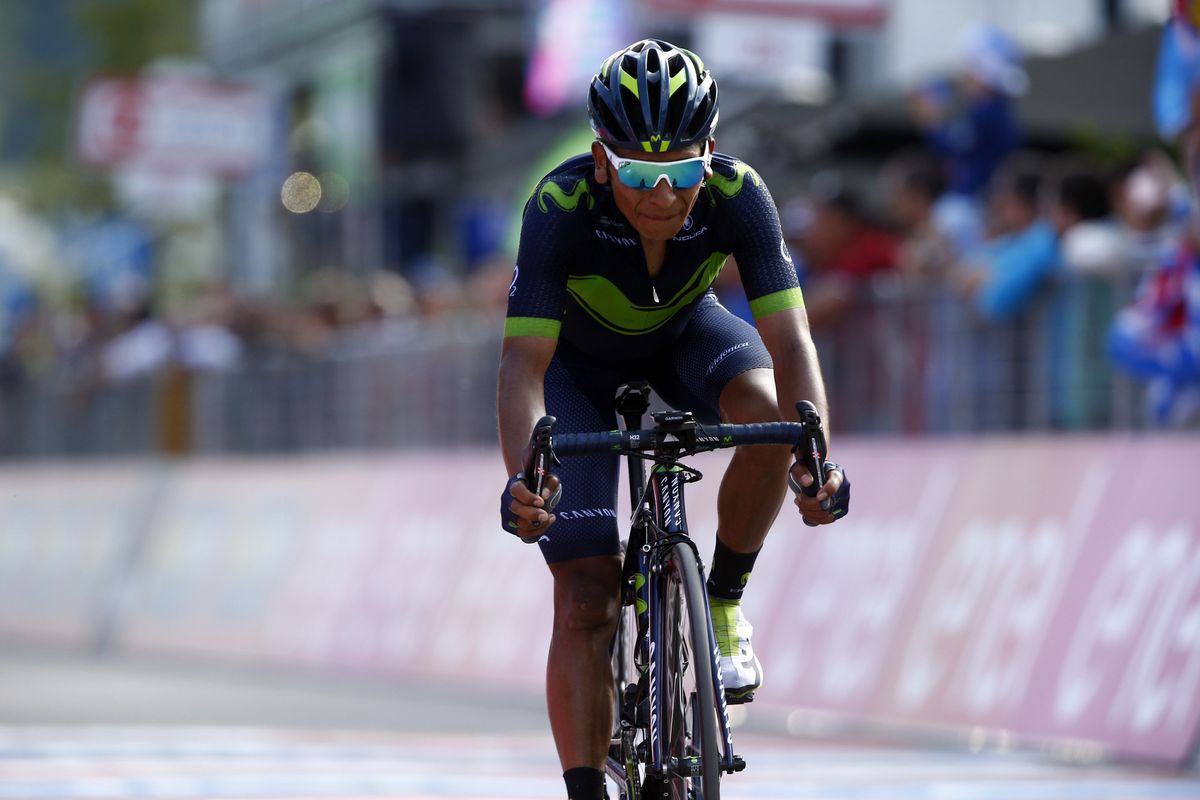 Nairo Quintana (Movistar) comes in 1:09 ahead of Tom Dumoulin