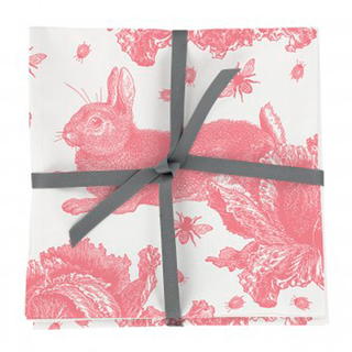 facecloth with rabbit print with black ribbon