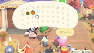 Animal Crossing: New Horizons, gathering ingredients for Turkey Day