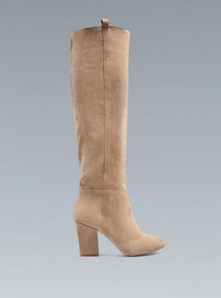 Top 10 Knee High Boots: Zara leather cowboy heel boots, £59.99