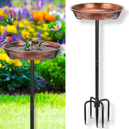 Gtongoko Metal Bird Bath for Outdoors, 34" Tall Bird Bath With 12" Removable Bowl, Heavy Duty 5-Prong Stable Base, Easy-To-Clean Heavy Duty Birdbath &amp;amp; Bird Feeder for Garden, Patio, Yard