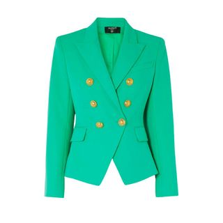 Green Balmain wool double brasted blazer, similar to Kate Middleton's wimbledon outfit
