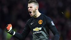 David De Gea of Manchester United celebrates during the match between Manchester United and Liverpool