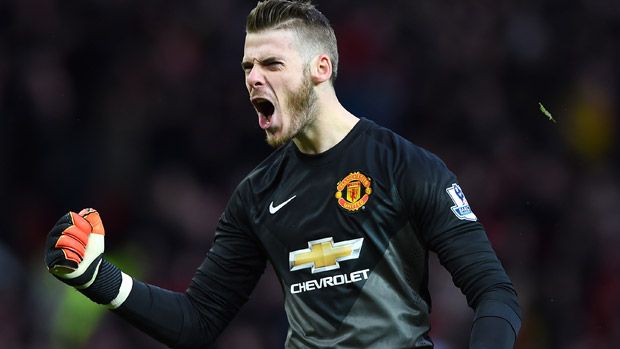 David De Gea of Manchester United celebrates during the match between Manchester United and Liverpool