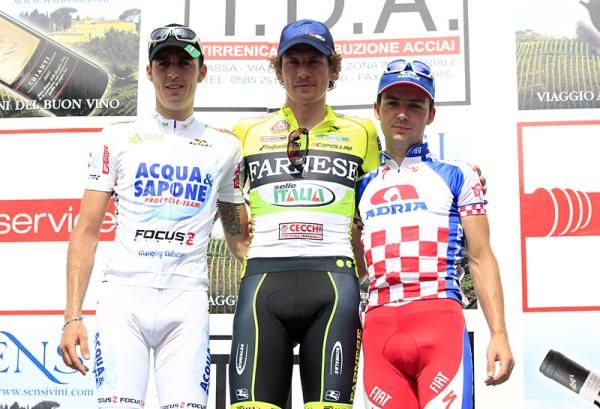 GP Industria &amp; Artigianato - Larciano podium (l-r): Fabio Taborre, 2nd; Filippo Pozzato, 1st; Kristijan Durasek, 3rd