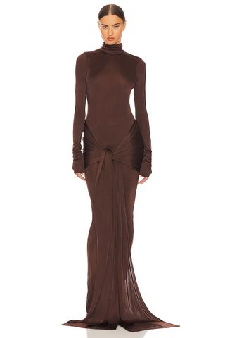 Slinky Jersey Sarong Maxi Dress