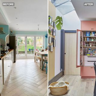 before and after images of kitchen
