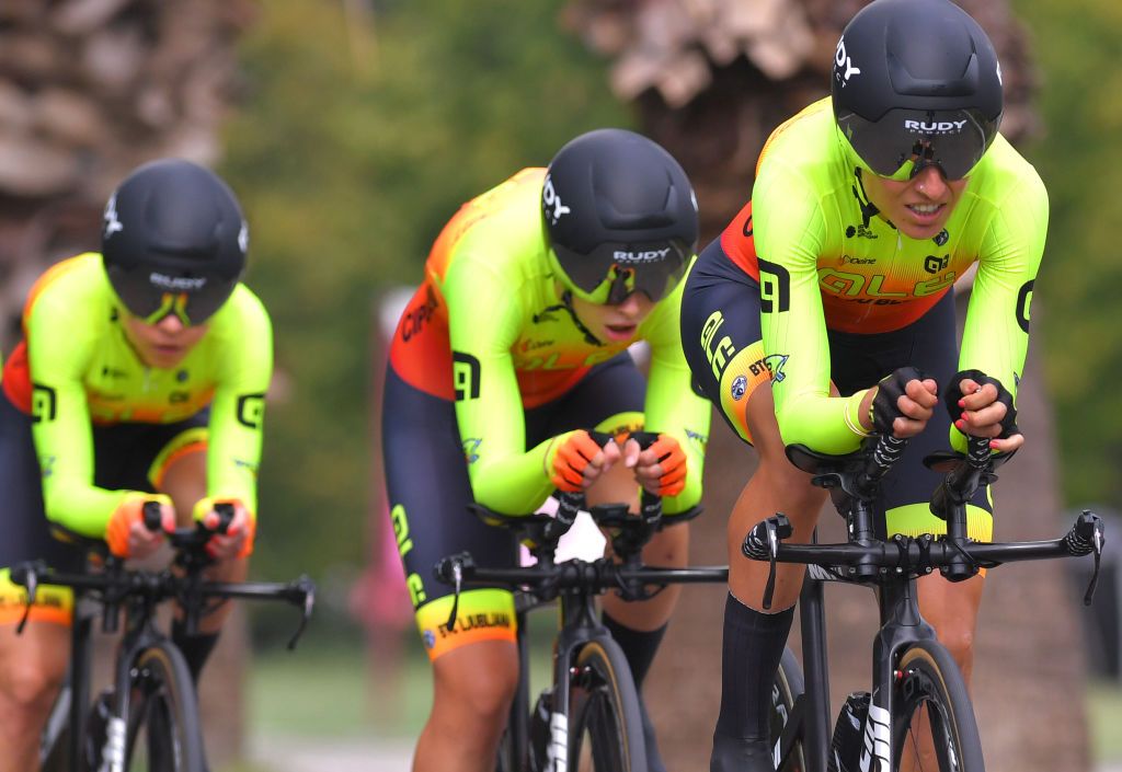 GROSSETO ITALY SEPTEMBER 11 Margarita Victoria Garcia Canellas of Spain and Team Ale BTC Ljubljana during the 31st Giro dItalia Internazionale Femminile 2020 Stage 1 a 168km Team Time Trial from Grosseto to Grosseto TTT GiroRosaIccrea GiroRosa on September 11 2020 in Grosseto Italy Photo by Luc ClaessenGetty Images