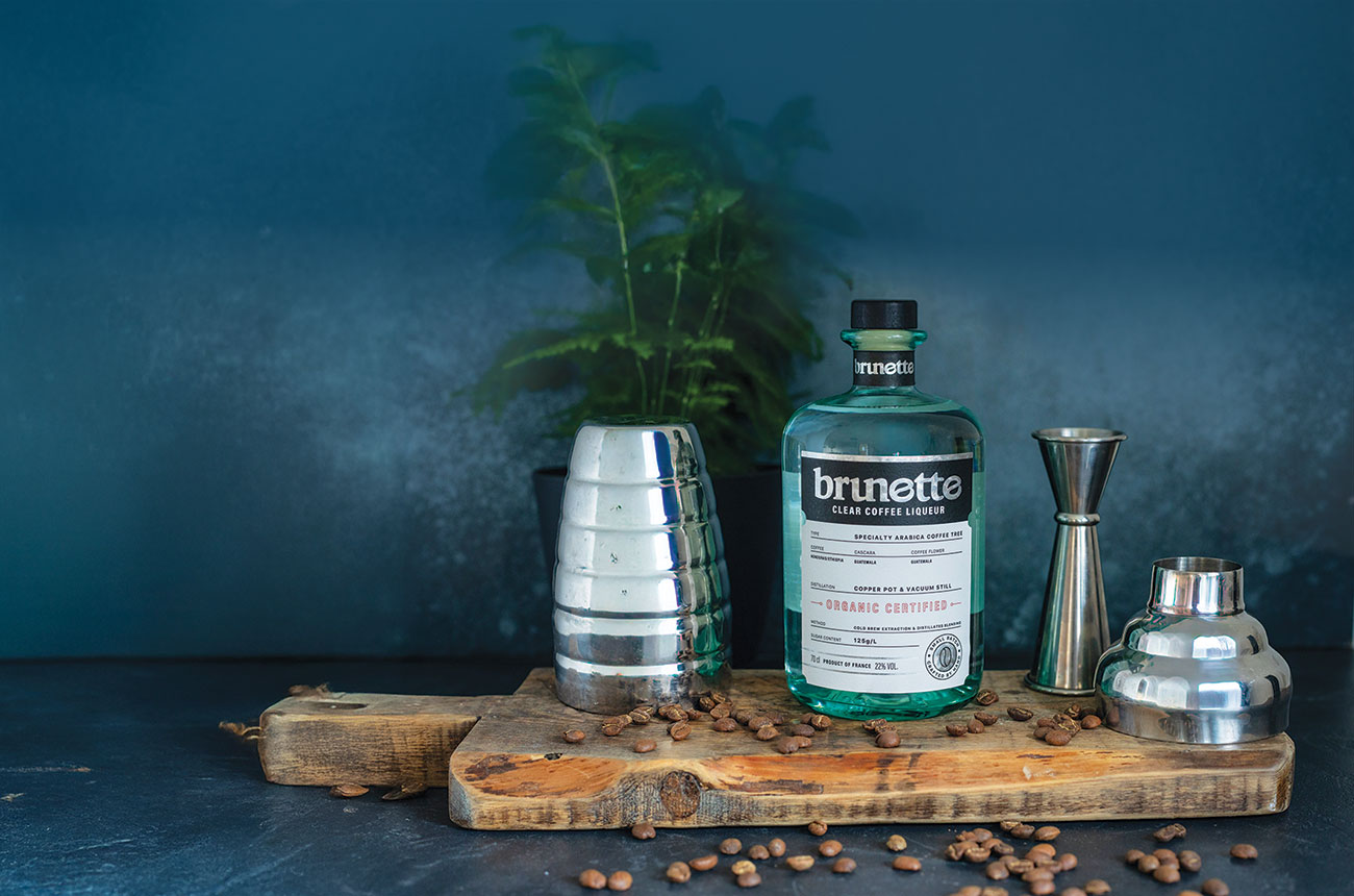 brunette clear coffee liqueur