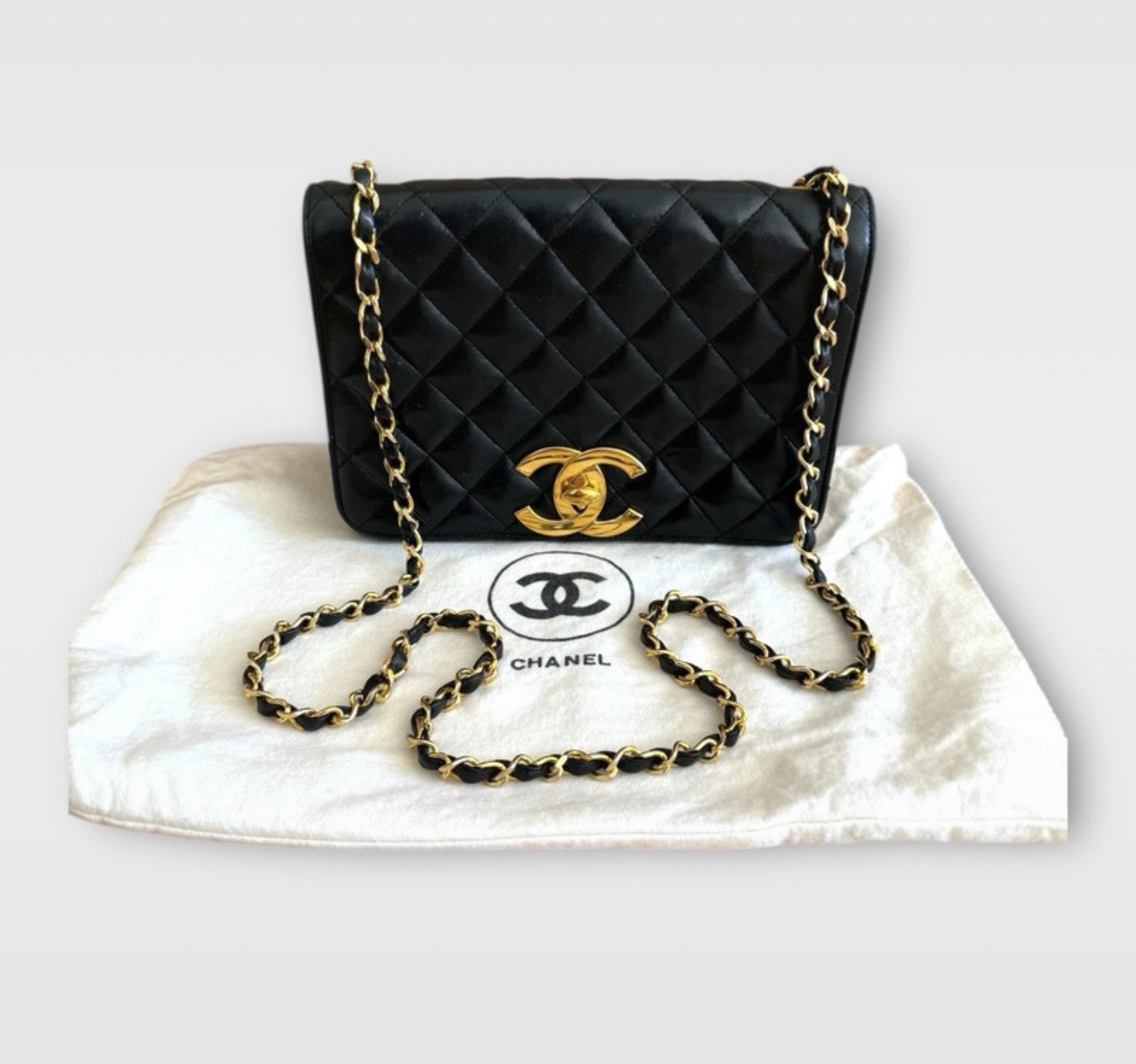 Vintage Chanel Black Leather Flap Bag