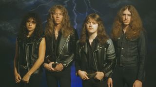 Metallica in 1984 during the photo session that would appear on the Ride The Lightning artwork