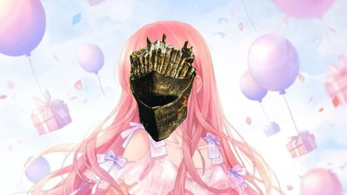 Love Nikki character wearing Dark Souls 3 helmet