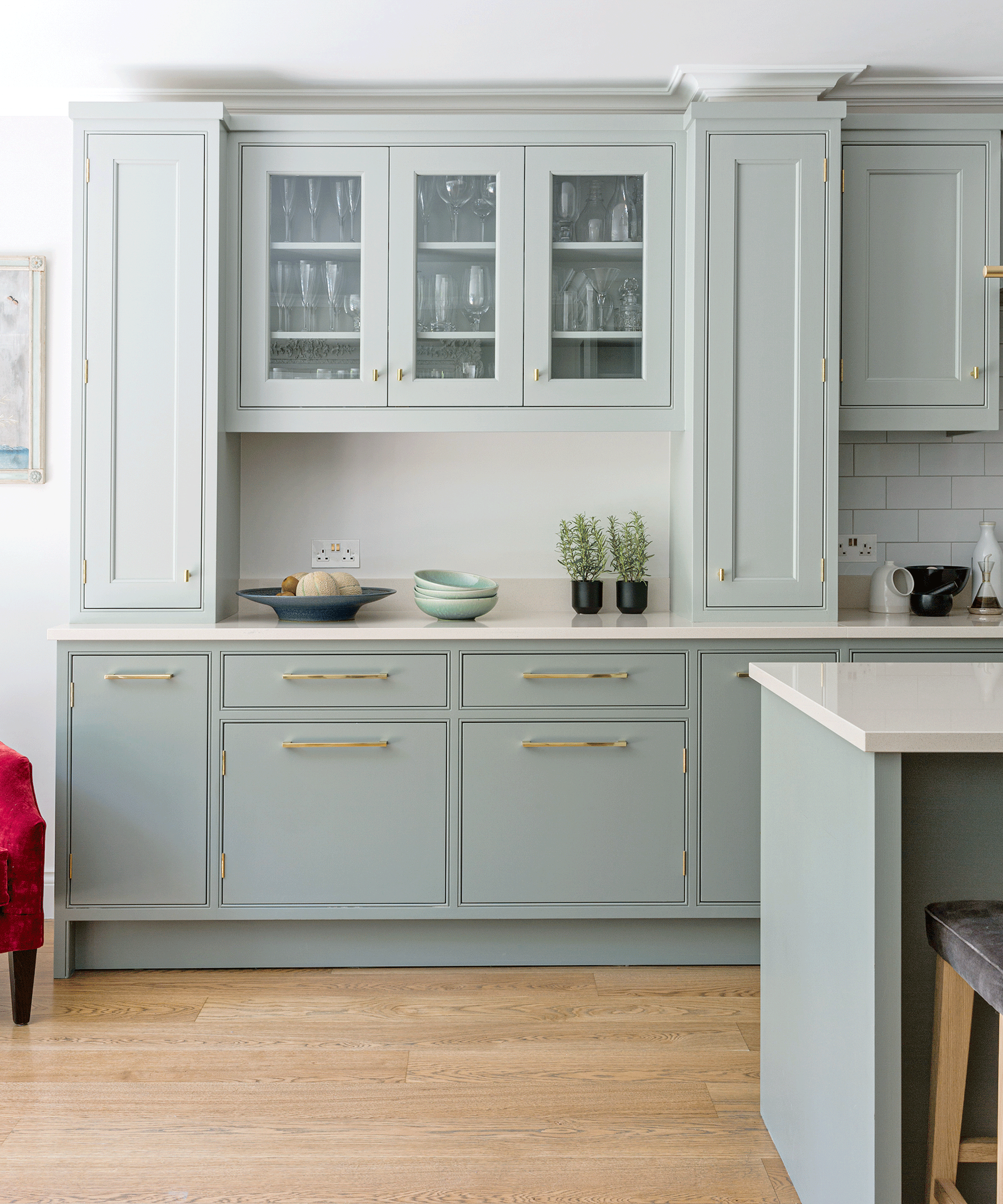 Light blue painted kitchen