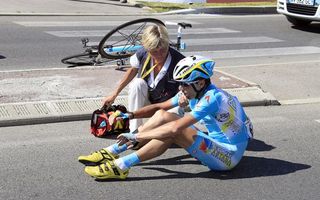 Janez Brajkovic (Astana) crashed hard enough during stage 6 that it would bring an end to his Tour de France