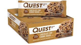 A box of chocolate chip flavored quest protein bars.