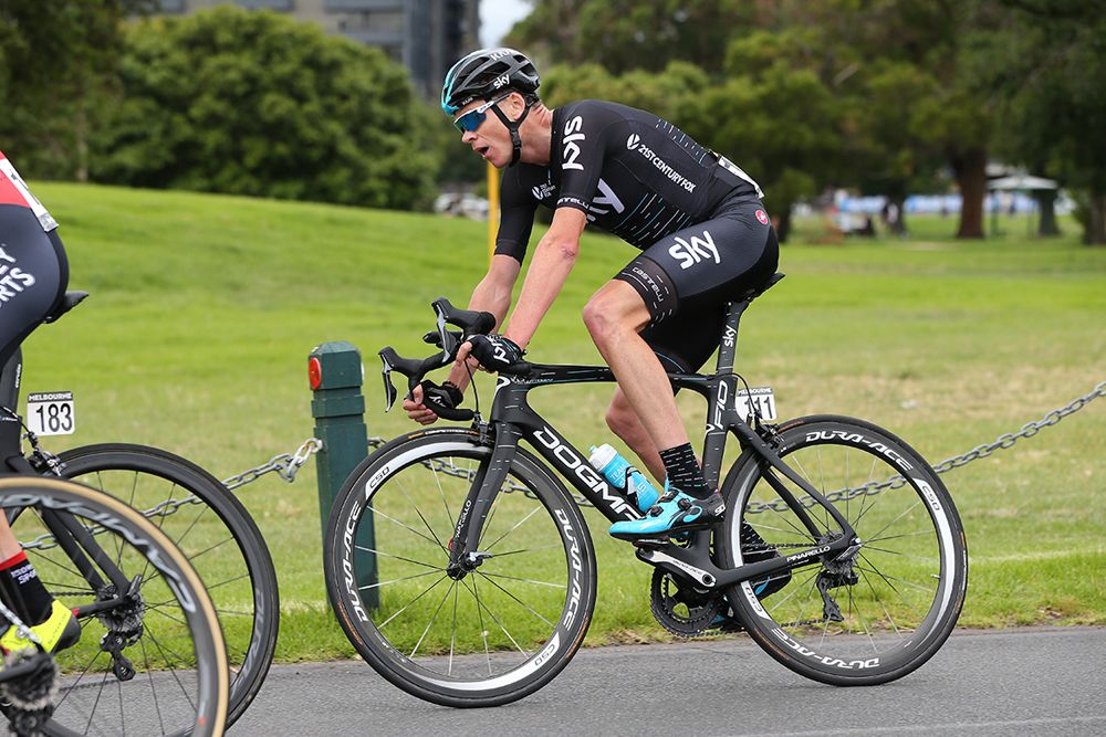 Chris Froome in action for the first time in 2017