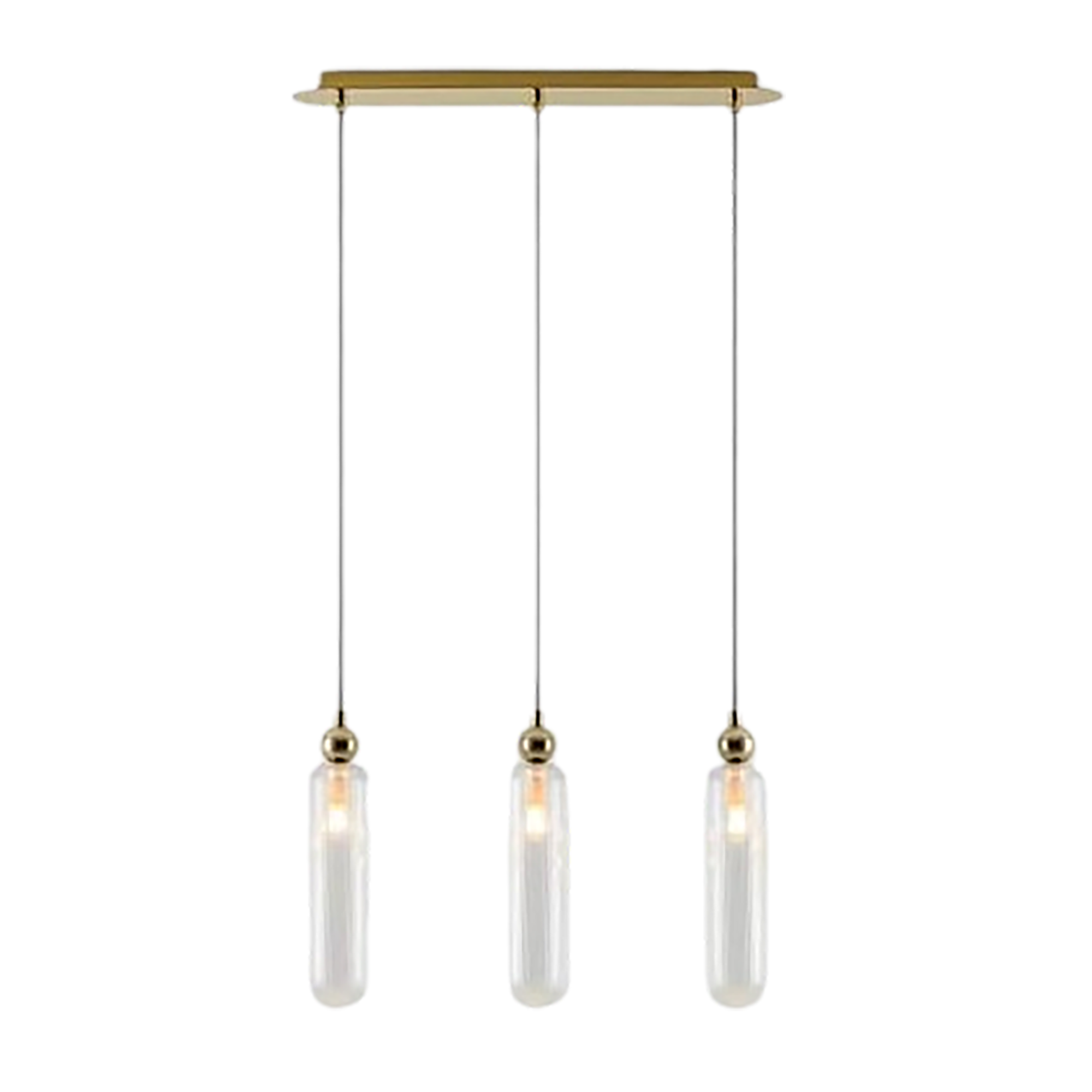 Gold ribbed glass pendant lights