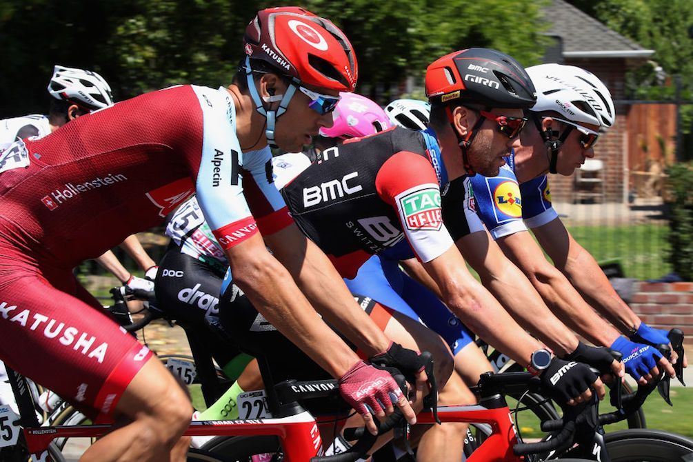 Reto Hollenstein (Katusha-Alpecin) rides in the bunch on stage 5 of the 2018 Tour of California