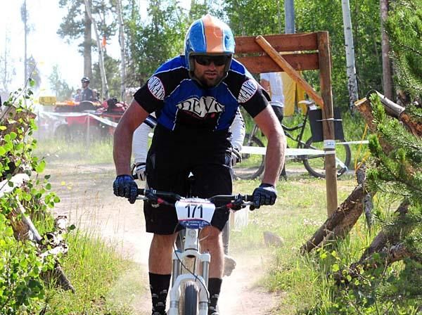 Chad Cheeney leads into the singletrack