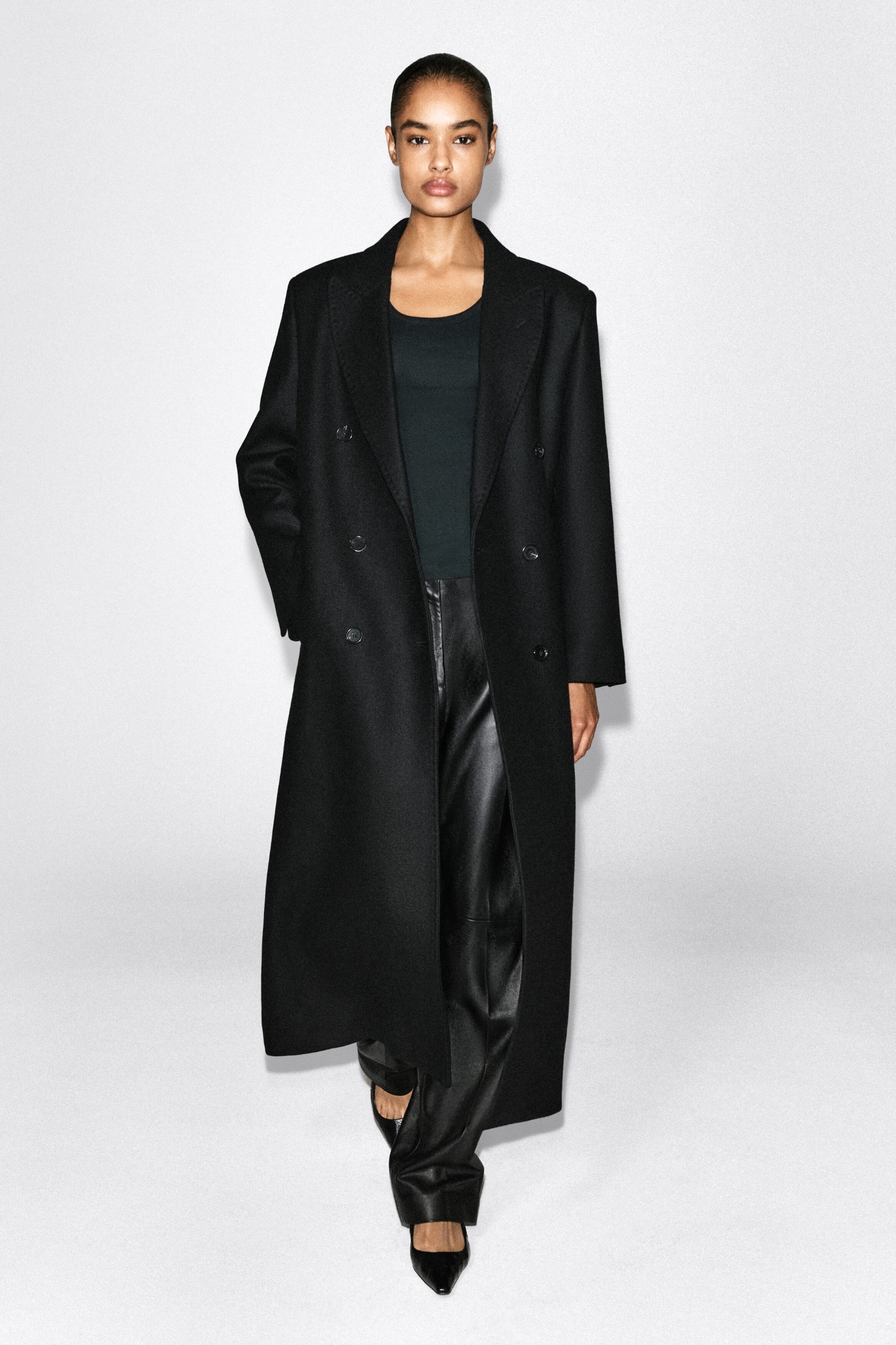 Tailored Wool-Blend Double-Breasted Coat