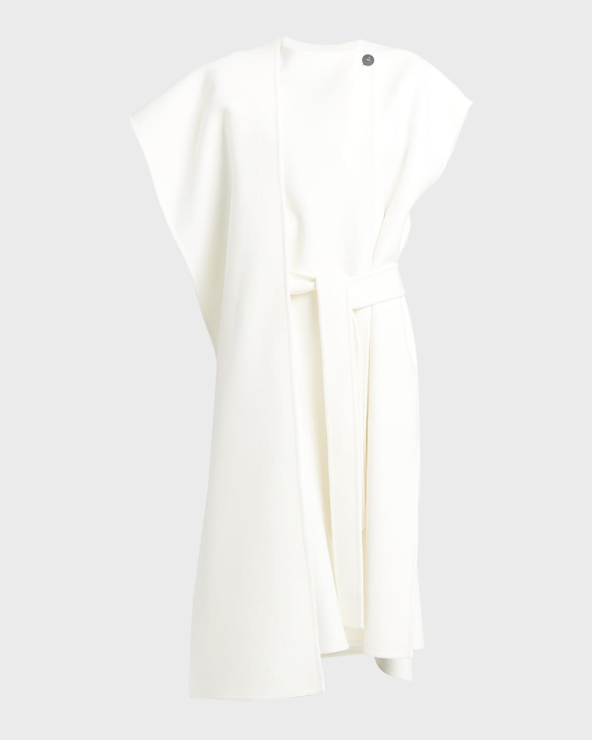 Short-Sleeve Midi Wrap Coat Dress