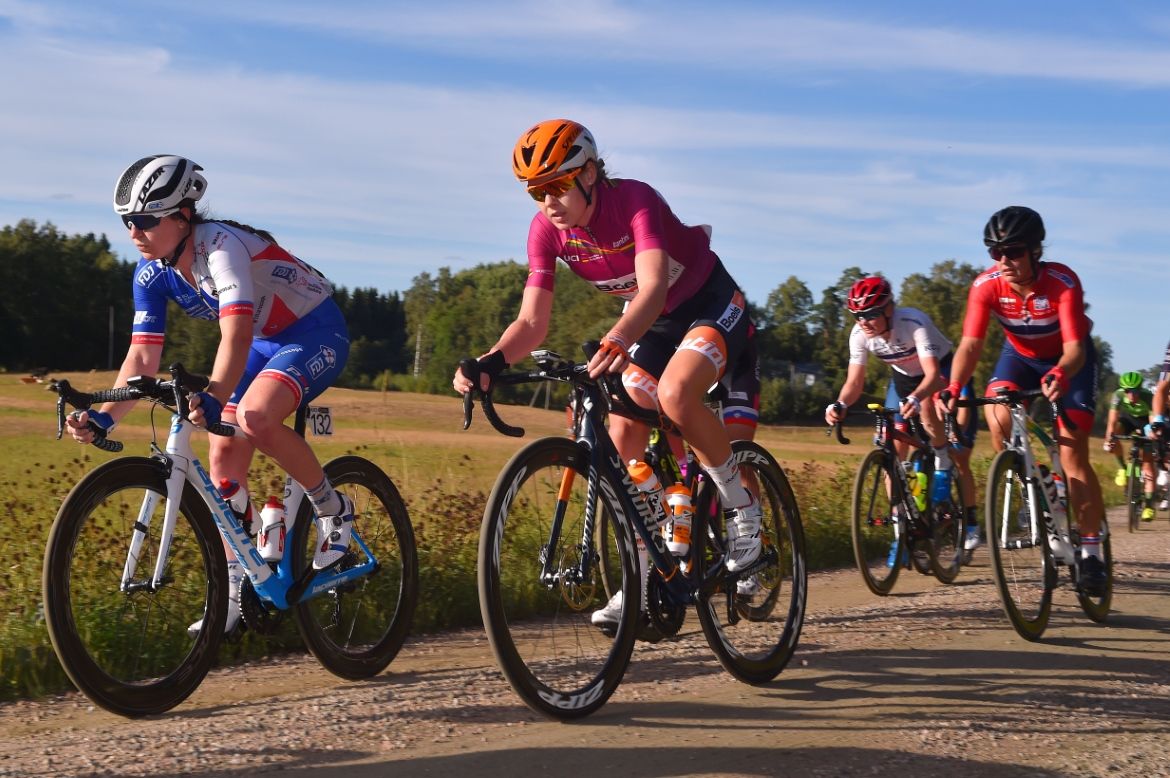 Anna van der Breggen on the gravel section