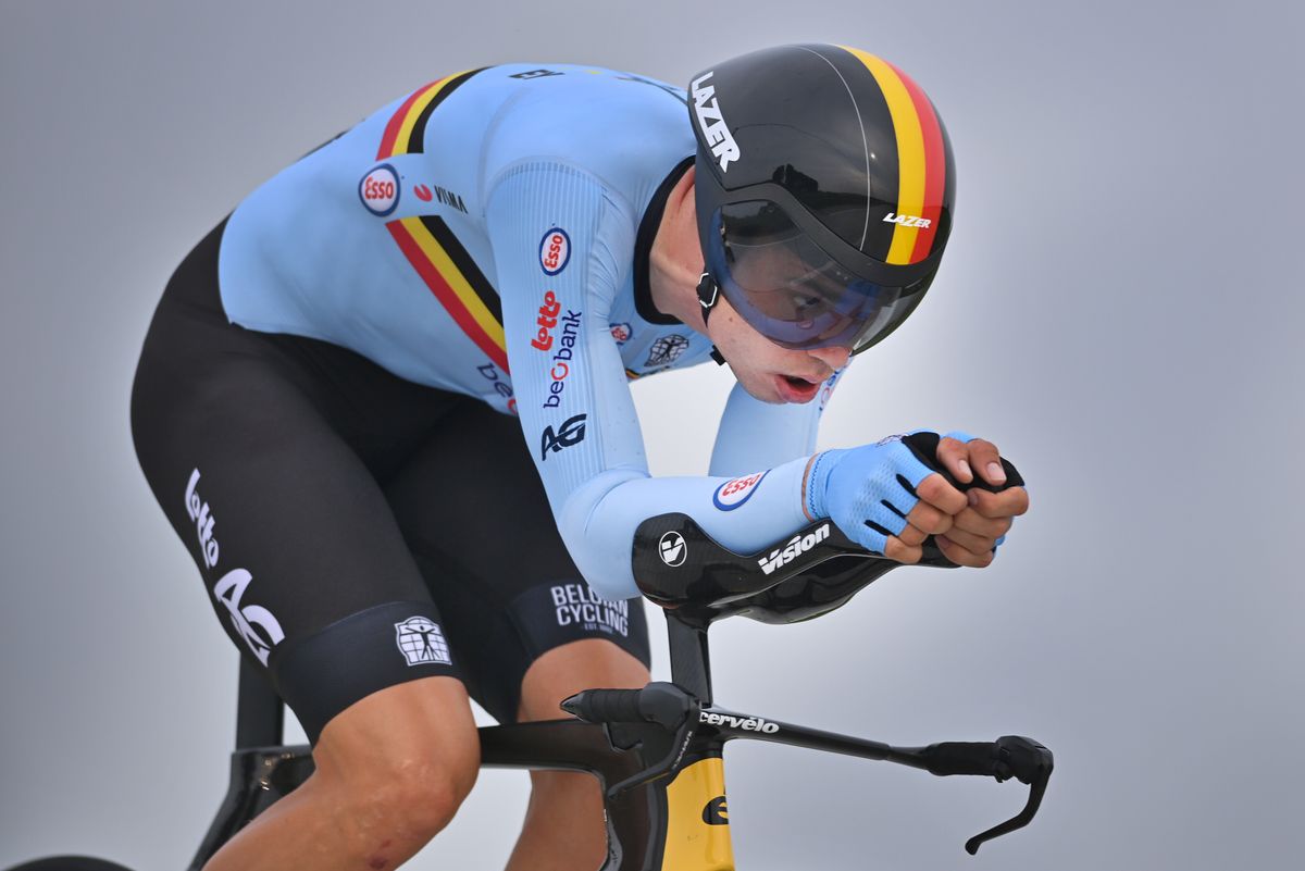 Wout van Aert spotted training with front disc ahead of Paris Olympics ...
