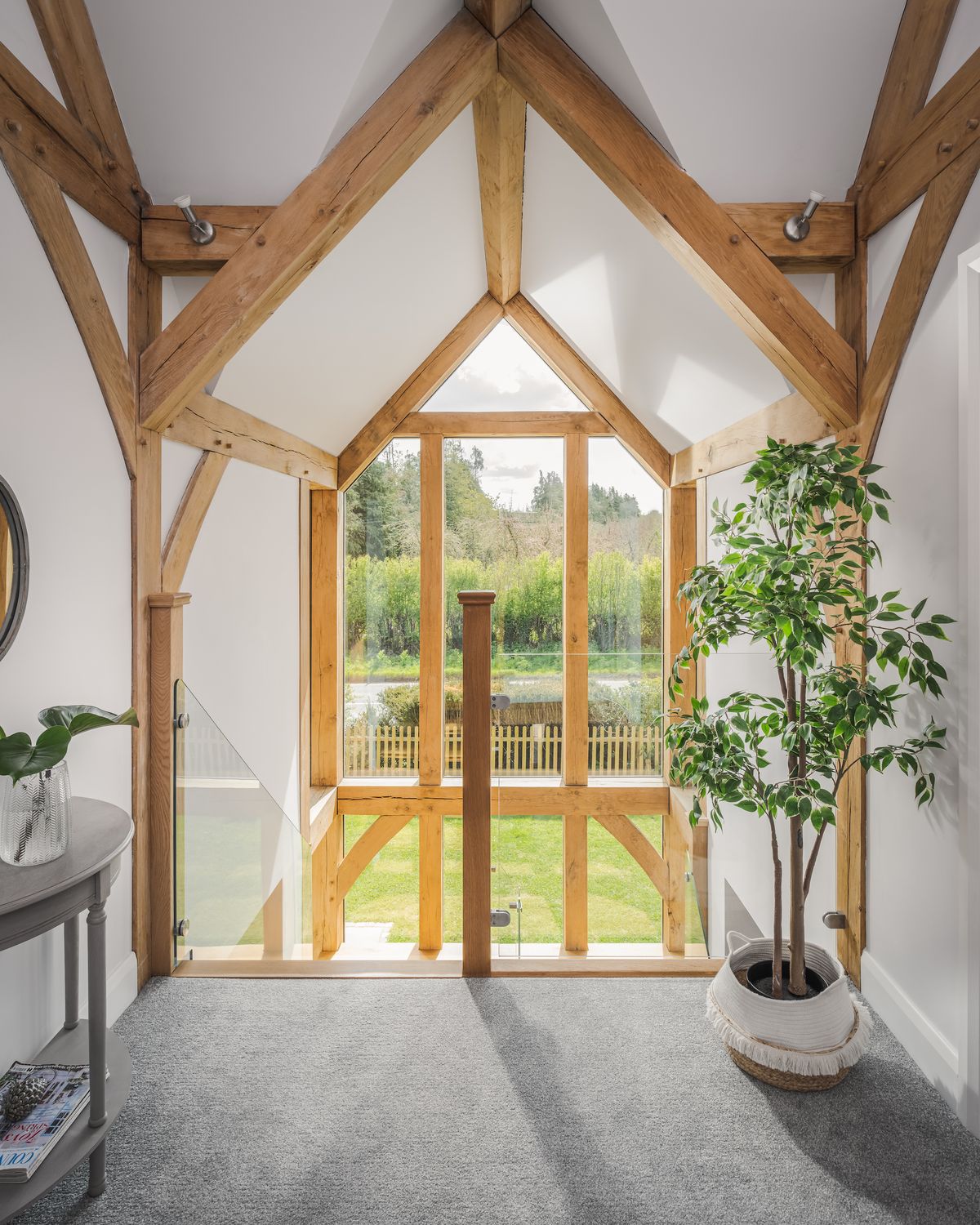 glazed gable in oak frame staircase