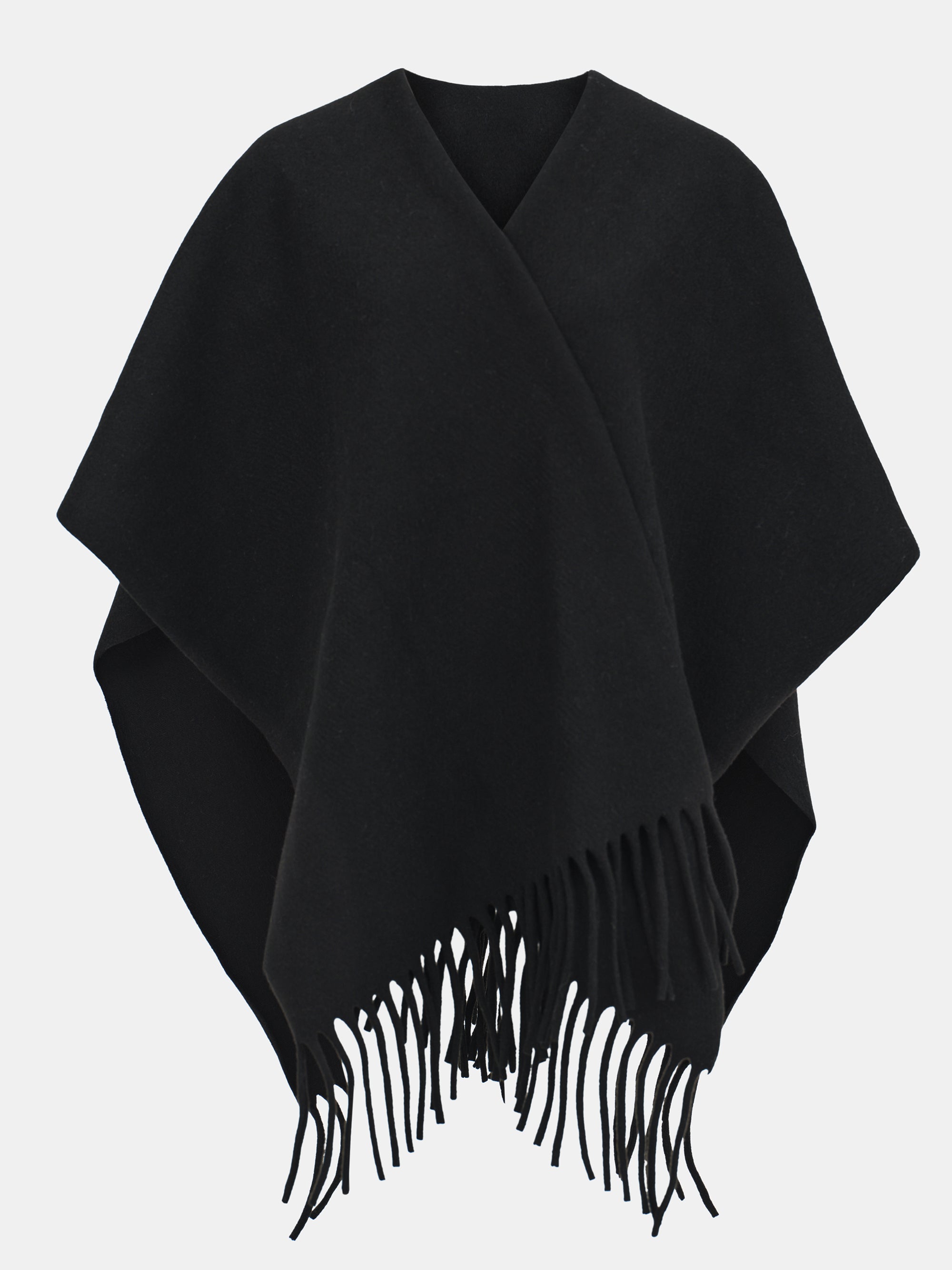 Wool-Blend Fringe Scarf, Black