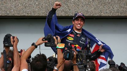 Daniel Ricciardo celebrates his first grand prix victory