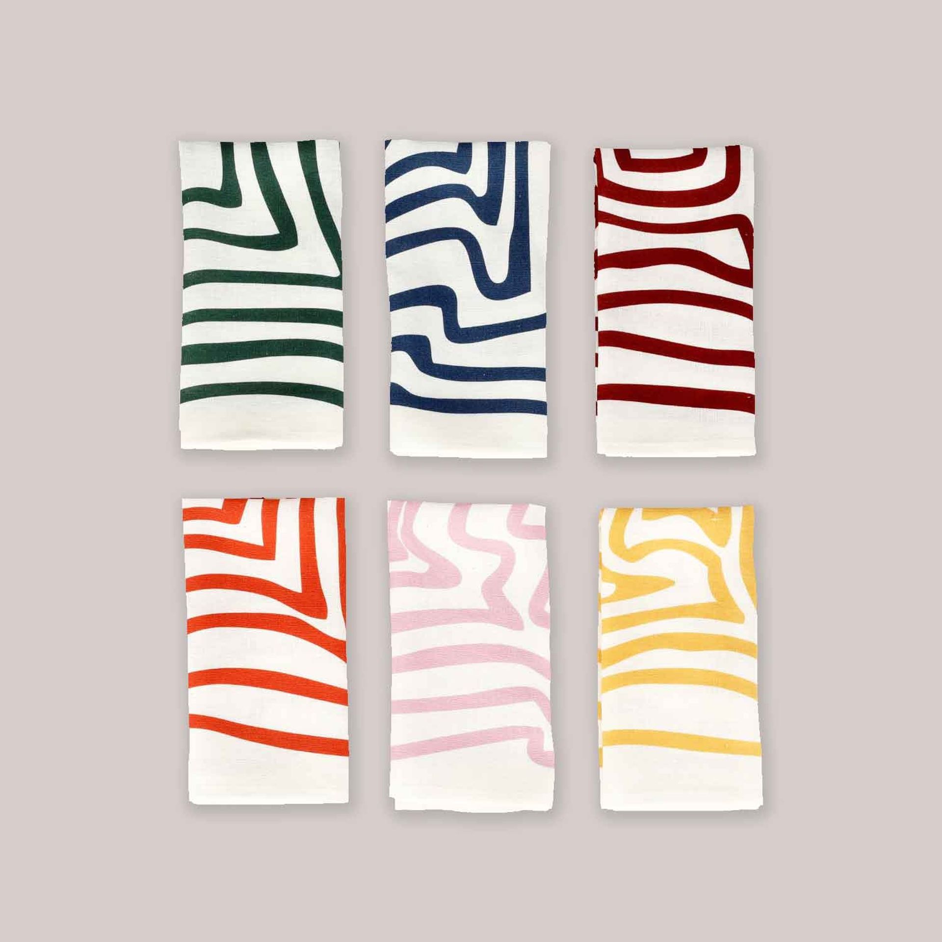 Polkra x Jess Wheeler Wiggle Collection Linen Napkins - Set of 6