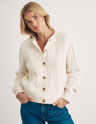 Cream Cable Knitted Cardigan