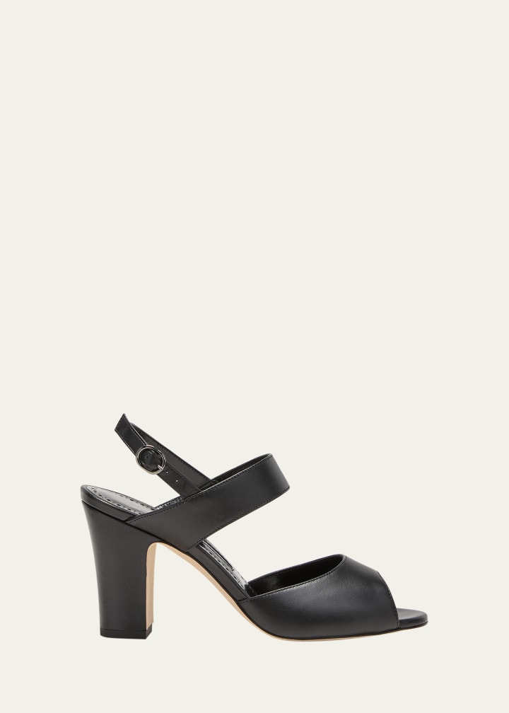Khiko Leather Peep-Toe Slingback Sandals