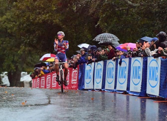 Jeremy Powers (Rapha Focus) rides in alone for the victory as he has all season