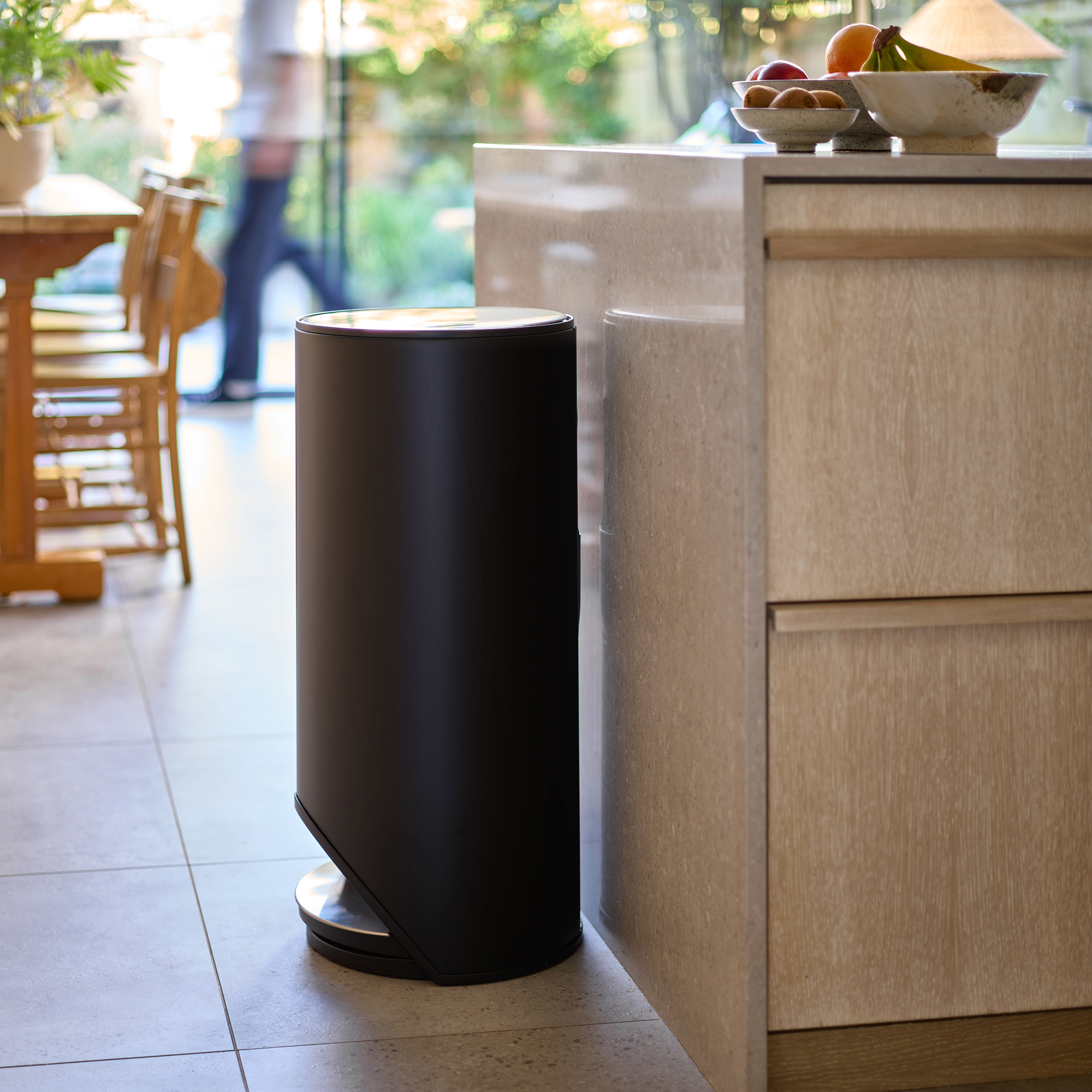Joseph Joseph black pedal bin in kitchen