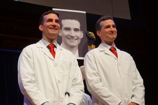 A pair of identical twins offered an onstage demonstration of a key principal in the study that won the Ig Nobel Cognition Prize — that identical twins can't tell themselves apart in a photo.