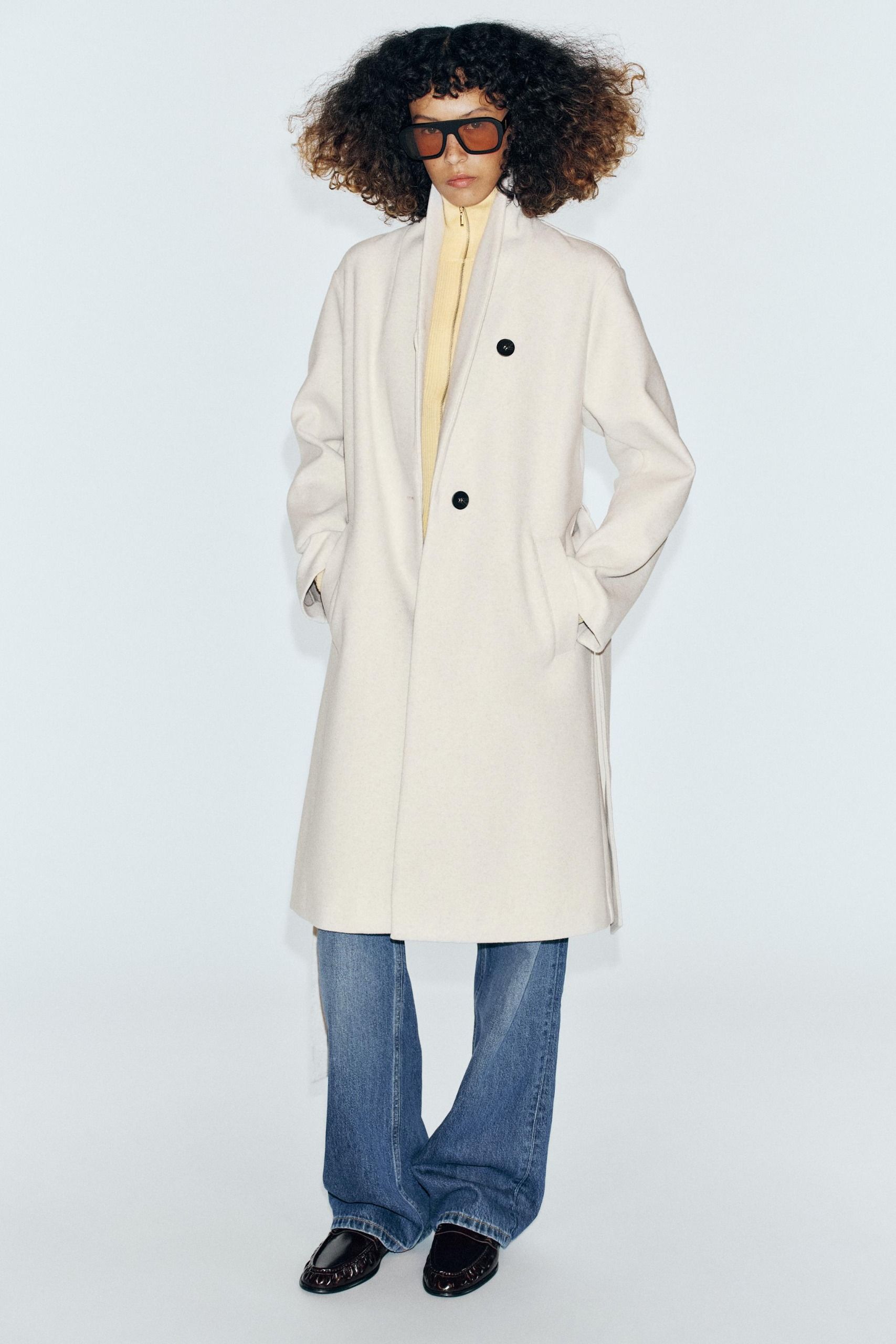 Soft Belted Coat - Ecru - Xs