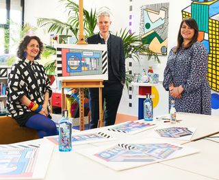 Camille Walala, artist and designer; Tim Marlow, chief executive of the Design Museum; Natasha Curtin, global vice president of Bombay Sapphire